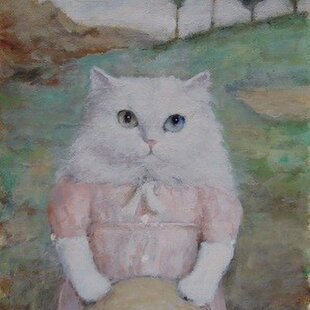 原画 肉筆 一点もの ボールペンアート ネコ 猫 ねこ 百貨店作家