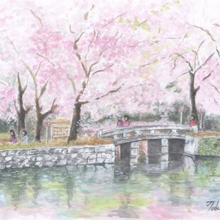 水彩画・原画「白いチューリップとガラスの花瓶」 | iichi 日々
