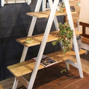送料無料】 オープンラック ジグザグ 120cm パイン ダークウォルナット