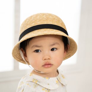 Gland グラン 麦わら帽子 クロッシェ 子供用 ブラック 48cm [UK-H010