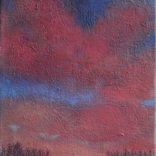 肉筆油絵◇『青のやまなみ』◇がんどうあつし真作直筆絵画F8号シルバー
