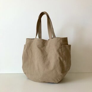 再販:フランスリネンのぺたんこトートバッグL（STOFマーガレット