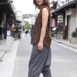古布リメイク 藍染ワイドパンツ 藍染 刺し子 型染 時々堂オリジナル