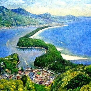 まると心で一つになるアート○〖太陽〗 がんどうあつし油絵画原画SM額