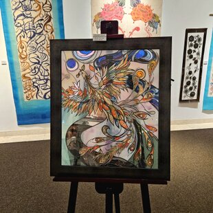 【黒柿】額縁 絵画付き