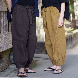 手ぬぐいリメイクサルエルパンツ☆墨絵みたいな柿渋染めキュートな大人 手ぬぐいリメイクサルエルパンツ☆墨絵みたいな柿渋染めキュートな大人