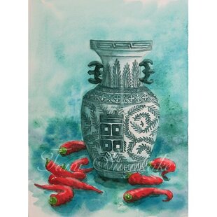 水彩画・原画「白いチューリップとガラスの花瓶」 | iichi 日々