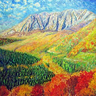 油彩画 メティオラ修道院　山と修道院の風景 インテリア　アンティーク 天空のルサン修道院 | iichi 日々の暮らしを心地よくするハンドメイド