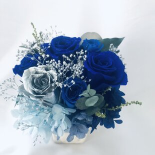御供えメモリアルフォトフレーム 菖蒲色 プリザーブド 仏花 バラ 花