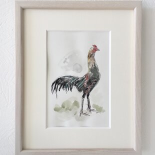 【迫力の逸品】軍鶏 絵画 額装品 彩色画 縁起物 インテリア 額縁付き 額付き水彩画「軍鶏」原画 | iichi 日々の暮らしを心地よくする
