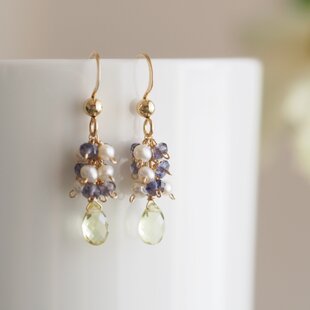 14kgf：*mini*ピアス スカイブルートパーズ＆ライトアメジスト（№9090