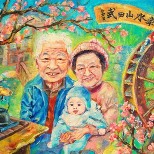 ○金沢産純プラチナ箔使用○太陽と銀の富士図△がんどうあつし絵画白金