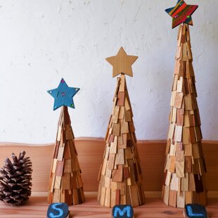 ハンドメイド作品　組み木　木製クリスマスツリーオーナメント 木製】クリスマスツリー オブジェ オーナメント 雑貨・その他 One