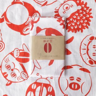送料無料】手ぬぐい「縁起豆」紅白2枚セット | iichi 日々の暮らしを