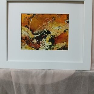 原画 1点もの 額装付き 色鉛筆画 ボールペン画 額装付き 金魚 花 額