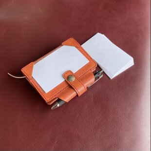 ミニ6「 情報カード」 赤茶】 筒状ペンホルダーのシステム手帳 mini6