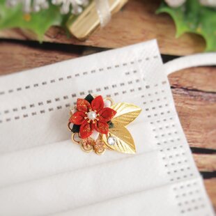 菜の花のマスクチャーム （ つまみ細工＊受注制作 ） | iichi 日々の
