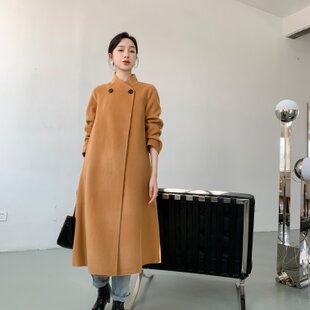 f8 ラグランスリーブコート 総裏付 着物リメイク ウール混紬 LLサイズ