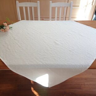 洗い込まれたアンティーク風ラミーリネンのテーブルクロス 100cm×100cm 