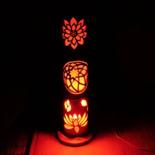 竹灯籠 竹灯り ロウソクの揺らぎ 両面彫り 竹ランプシェイド 〜〜炎