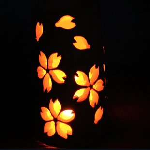 ◇全面彫◇竹灯り・竹あかり・竹灯籠 ～～ 癒しの灯り ☆紅葉と秋桜