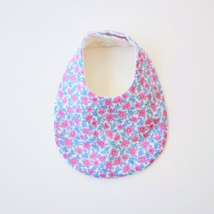 ★ピンク水玉×ブルーフラワー★ ハンドメイド リバーシブル スタイ 花柄 北欧 耐久性涼感加工【3段階調節可能】《ふんわり撥水スタイ》モダン