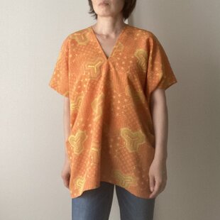 着物リメイクチュニック Vネックオレンジ | iichi 日々の暮らし