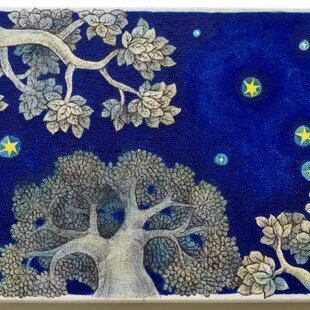 油絵 油彩 油彩画 絵 絵画 【青の洞窟のネモフィラ】 | iichi 日々の