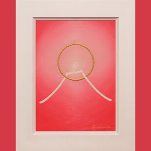 ○『紫の富士』○がんどうあつし絵画油絵F3号ホワイト額縁付