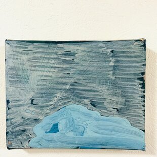 黄金色に輝く海と空の夕景 油絵 原画 色紙(サイズ) 【いつか見た黄金色