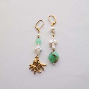 スイスブルートパーズ＜ドロップ・ブリオレット＞のピアス（K14GF