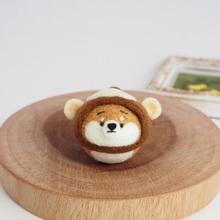 受注製作】なりきりおさるのまゆ柴犬(赤柴・黒柴・白柴)羊毛フェルト