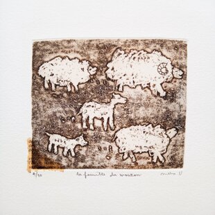 銅版画【ひつじ家族】 | iichi 日々の暮らしを心地よくする
