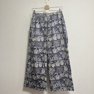 古布リメイク 藍染ワイドパンツ 藍染 刺し子 型染 時々堂オリジナル