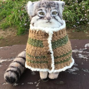 サーバルキャット 猫 リアル 尻尾可動 羊毛フェルト アートドール