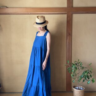 着物リメイク 大島紬7マルキ花柄ワンピース ジャンパースカート ロング 