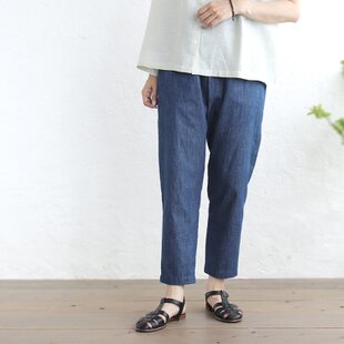 美品　リメイク柿渋染め　サルエルパンツ　墨アート