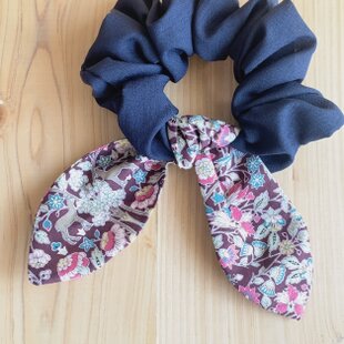 リボンヘアゴム♡ハンドメイド♡リボン♡リネン白カメリア刺繍 | iichi