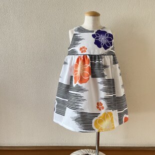 前開きスモック 150 紺色×ステッチリボンレース | iichi 日々の暮らし