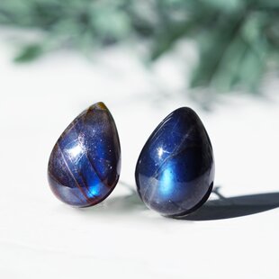 流氷の青～零れるドロップピアスシーブルーカルセドニー（イヤリング 