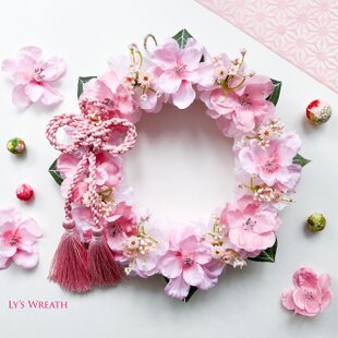 商品名【杏寿】poko様専用❤ ピンク系*菊と椿のお正月リース造花