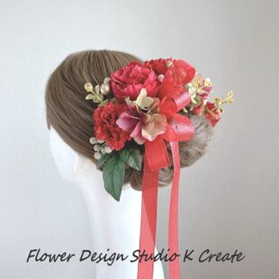胡蝶蘭と水引飾りのヘッドドレス/ヘアアクセサリー(ホワイト
