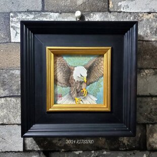 油彩画 原画「空と公園の木」アート 絵画 22×27㎝ F3 キャンバス N