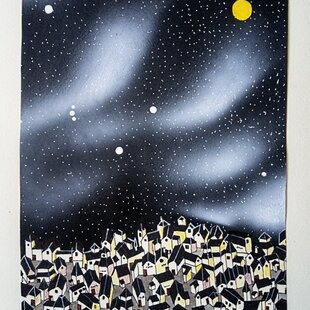 ○『太陽と新緑の緑富士』○がんどうあつし絵画油絵F4号グリーン額付