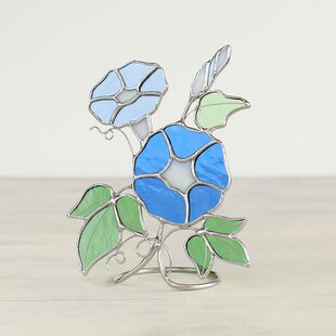 ステンドグラス ミニパネル 花模様 青 15cm | iichi 日々の
