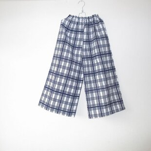 手ぬぐいリメイク☆柿渋染で面白手ぬぐいのサルエルパンツおとな女子に