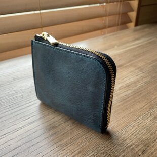 L字ファスナー型》レザーウォレット（ネイビー）革財布 | iichi 日々