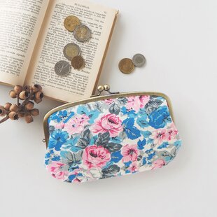 新品未使用　ハンドメイド　がま口付き親子がま口　マイリトルテイラー　リバティ □リバティの親子がま口財布【ミニマムサイズ】 / ポンパドール
