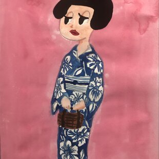 原画 油彩「朝の海 20266」絵画・サムホール（16×23㎝）アート