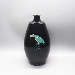 幾何学デザイン 陶器花瓶 幾何学模様のモダンな黒飴釉刻文三角花入 桐箱付き 【花瓶 手仕事 民藝